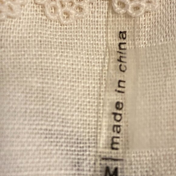 Symple nyc Sz M Linen/Cotton Womens Jacket Button Up 3/4 Sleeve White/Black Dot - Picture 11 of 12